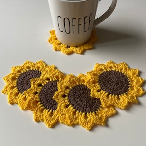 Crochet Sunflower Coasters ,  Farmhouse Decor