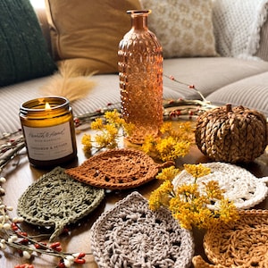 Crochet Leaf Coasters