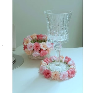 Crochet flower coasters in a basket, Set flower coaster, Drink coaster, Set Christmas Coaster Decoration, Xmas Christmas gift for friend