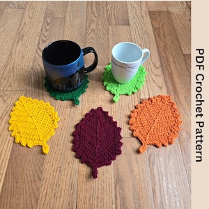 Ridged Leaf Crochet Pattern: Coaster & Applique (PDF Digital Download)