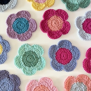 crochet two-toned flower coasters