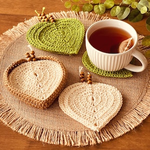 CROCHET PATTERN:  Peaceful Garden Leaf Crochet Coaster & Holder INTERMEDIATE Project Level
