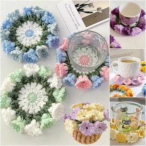 Crochet Flower Coaster, Handmade Round Flower Cup Holder, Crochet Coaster, Housewarming Coaster Decor, Cute Gift, Floral Gift for Her