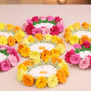 Crochet Flower Coaster – Handmade Floral Coaster, 2-in-1 Bouquet | Gift for Mom & Housewarming